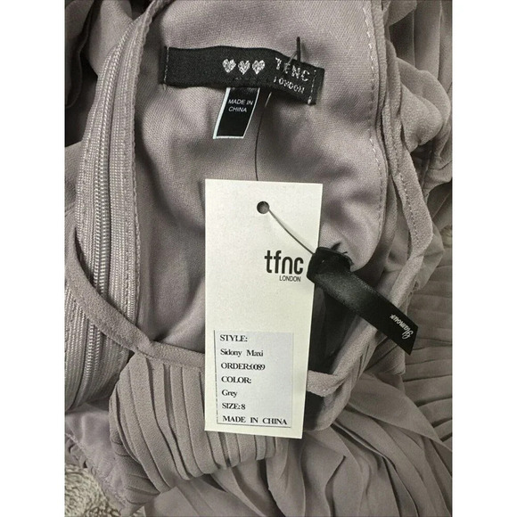 TFNC GREY BRIDESMAID MAXI DRESS PLEATED RUCHED WEDDING PARTY PLEAT LONG 8 New - Picture 6 of 16